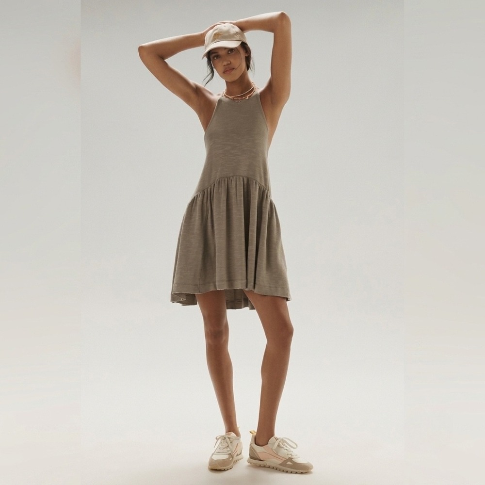 Daily Practice by Anthropologie Sage Green Boho Knit Babydoll Mini Dress XL